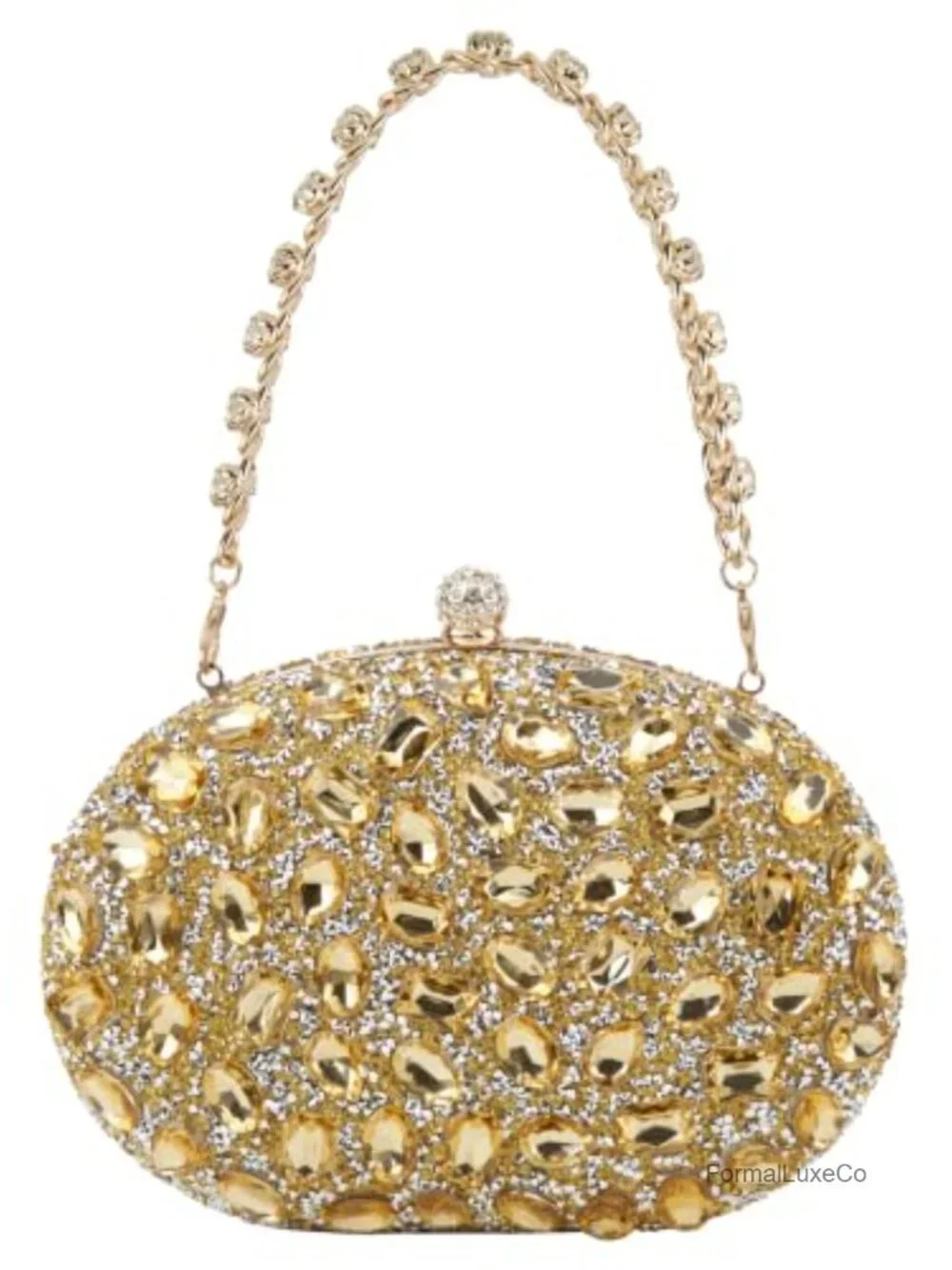 Rhinestone Clutch Purse Double-sided Sparkling Crystal Evening Bag with Pearl